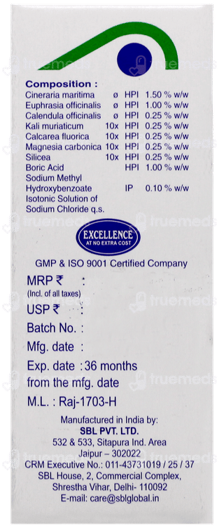 Sbl Cineraria Maritima Euphrasia Eye Drops 5Ml